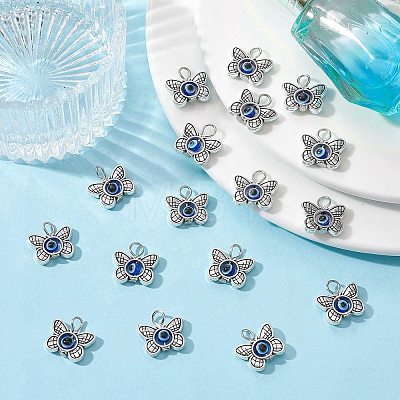 30Pcs Tibetan Style Alloy & Evil Eye Resin Pendants PALLOY-CJ0002-73-1