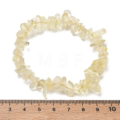Heated Natural Lemon Quartz Chip Beaded Stretch Bracelets for Women BJEW-D467-01D-1