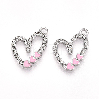 Alloy Clear Rhinestone Enamel Pendants PALLOY-T092-01-1