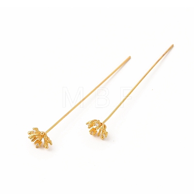 Brass Crystal Rhinestone Flower Head Pins X-KK-A178-03G-1