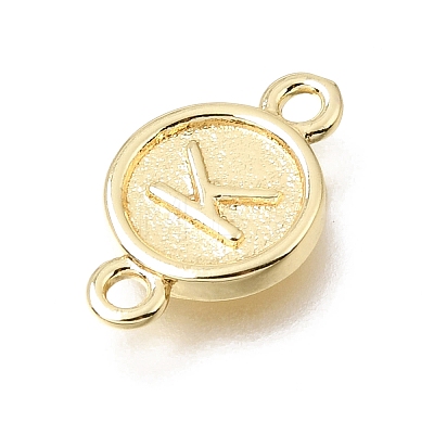 Brass Disc with Initial Links Connector Charms KK-E802-36G-K-1