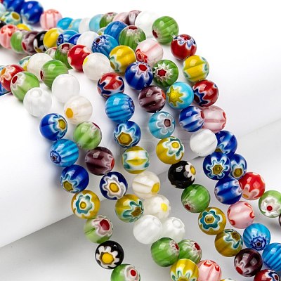 Handmade Millefiori Glass Beads Strands X-LK14-1