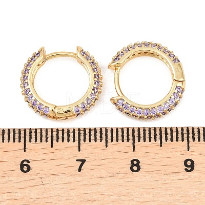Brass Cubic Zirconia Hoop Earrings EJEW-A156-05G-1