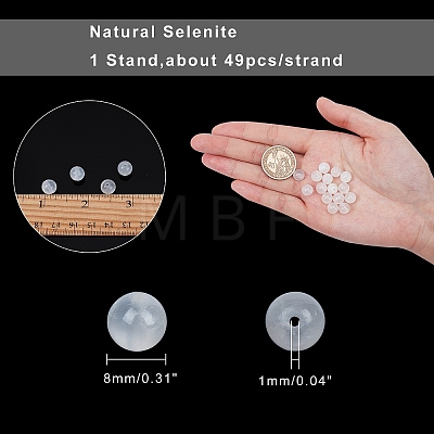 Natural Selenite Beads Strands G-AR0001-79-1