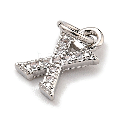 Initial Letter Brass with Cubic Zirconia Charms KK-Q814-26X-P-1