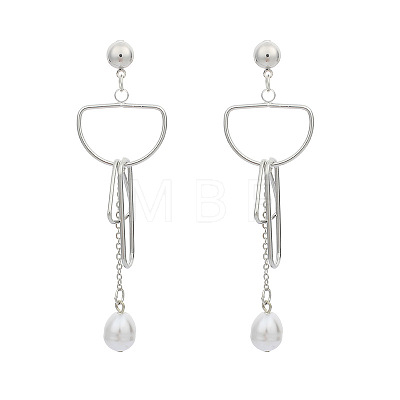 Alloy & Imitation Pearl Tassel Stud Earrings WG1A3A1-02-1