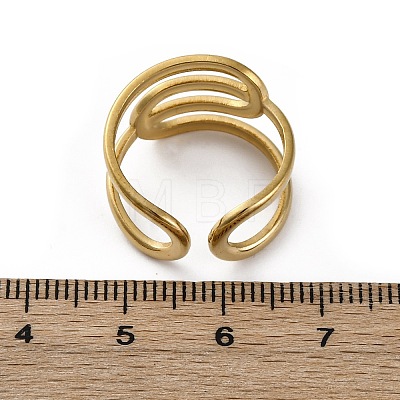 304 Stainless Steel Open Cuff Rings for Women RJEW-F174-03G-1