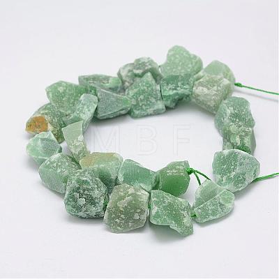 Raw Rough Natural Green Aventurine Beads Strands G-E343-03-1