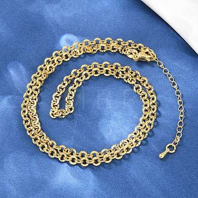 4MM Brass Textured Rolo Chain Necklaces for Men Women NJEW-L012-05G-1