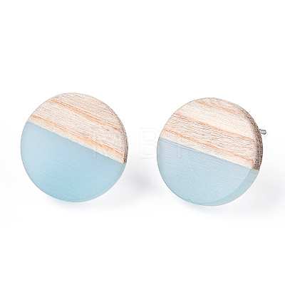 Transparent Resin & Wood Stud Earrings EJEW-N017-003A-D01-1