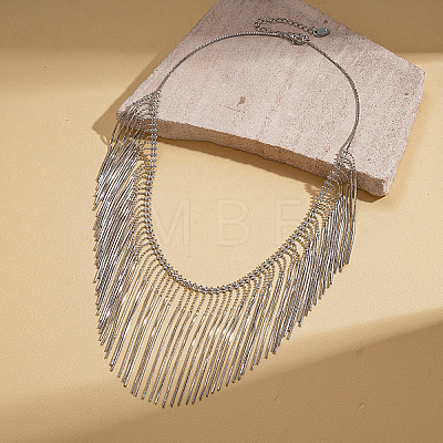 Brass Multiple Tassel Bib Necklaces for Women WGB3B70-02-1