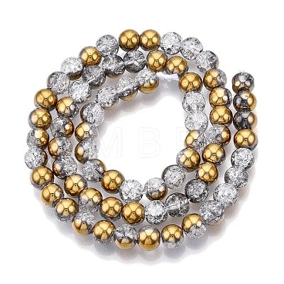 Electroplated Crackle Glass Beads Strands EGLA-N014-6mm-04-1