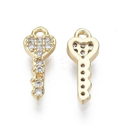 Brass Micro Pave Clear Cubic Zirconia Charms KK-S348-529-NF-1