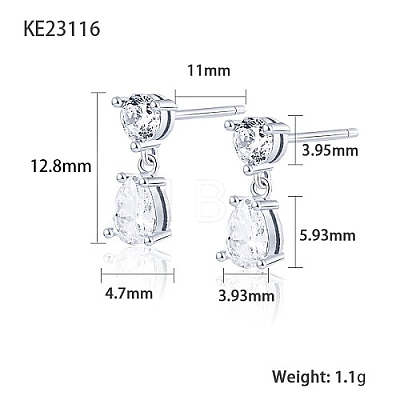 Cubic Zirconia Teardrop Dangle Stud Earrings SC9593-07-1