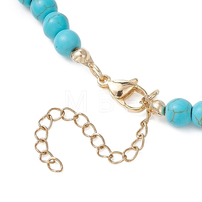 Summer Beach Handmade Lampwork Red Crab Pendant Synthetic Turquoise Round Beaded Nekclaces NJEW-JN05916-1