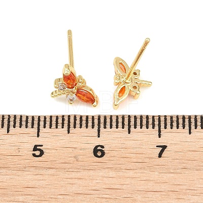 Brass Micro Pave Cubic Zirconia Stud Earrings for Women KK-A305-08G-03-1