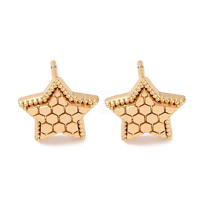 Brass Stud Earrings EJEW-D288-14G-1