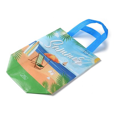 Summer Theme Printed Non-Woven Reusable Folding Gift Bags with Handle ABAG-F009-B04-1