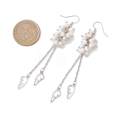 Natural Persian Jade Wing Dangle Earrings EJEW-JE06728-1