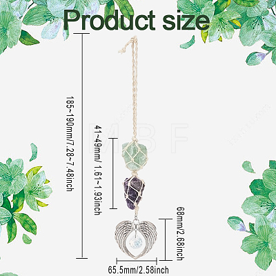 Natural Raw Amethyst and Natural Green Aventurine Pendant Decoration HJEW-WH0043-19A-1