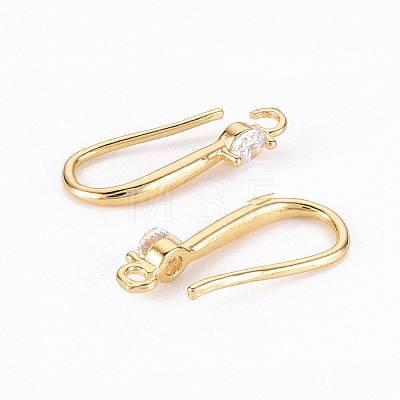 Brass Micro Pave Clear Cubic Zirconia Earring Hooks X-ZIRC-S068-006-NF-1