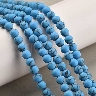 Synthetic Turquoise Beads Strands G-P387-01-6mm-01-1