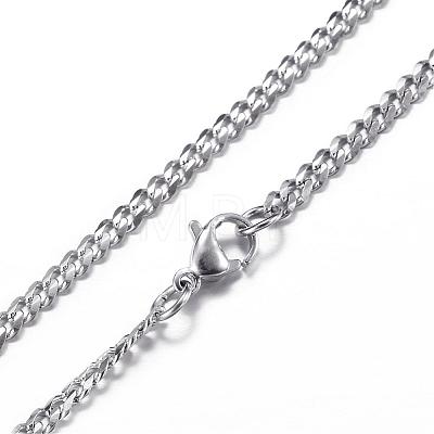 Tarnish Resistant 304 Stainless Steel Curb Chain Necklaces NJEW-P147-04P-1