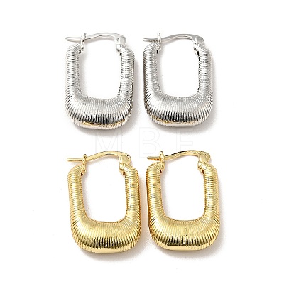 Rack Plating Brass Rectangle Thick Hoop Earrings for Women EJEW-F288-05-1