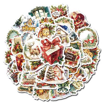 50Pcs Christmas Theme Cartoon Paper Stickers DIY-P085-06-1