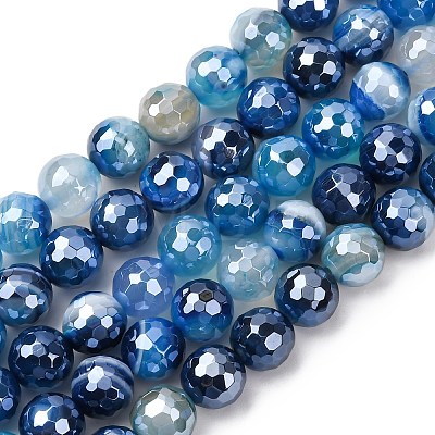 Natural Banded Agate Beads Strands G-B191-A02-8mm-1