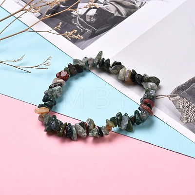 Natural Mixed Stone Chip Beaded Stretch Bracelets for Girl Women BJEW-JB06647-1