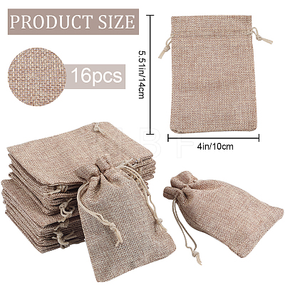 Beebeecraft Polyester Imitation Burlap Packing Pouches Drawstring Bags ABAG-BBC0001-02B-01-1