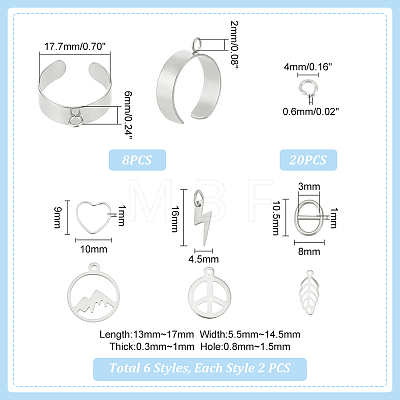Unicraftale DIY Charm Cuff Ring Making Kit STAS-UN0051-42-1