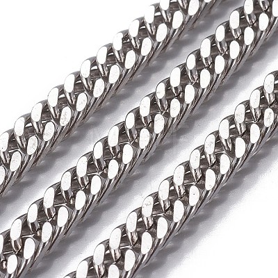 3.28 Feet 201 Stainless Steel Cuban Link Chains X-CHS-P007-23P-1