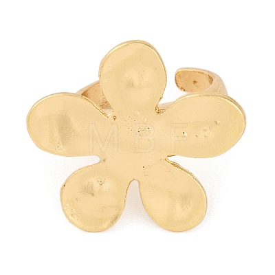 Flower Alloy Open Cuff Rings for Women RJEW-M018-01G-1