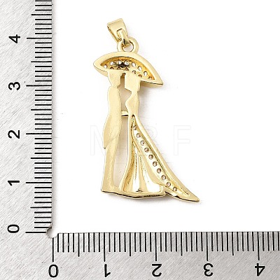 Wedding Brass Micro Pave Clear Cubic Zirconia Pendants KK-D237-01G-1