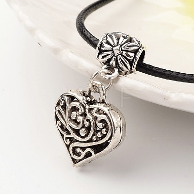 Heart Tibetan Style Alloy Pendant Necklaces NJEW-F197-12-1