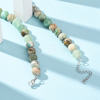 10MM Natural Green Line Jasper Round Beaded Necklaces GG-CBAA808-02P-C-1