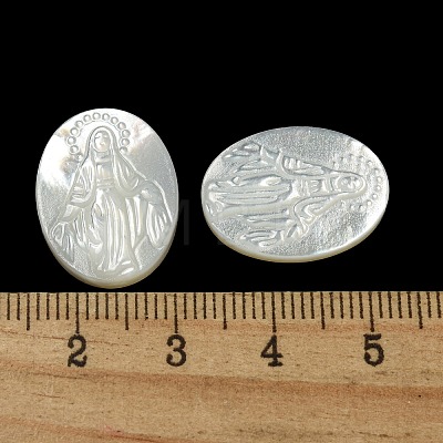 Carved Natural White Shell Cabochons SSHEL-N038-08C-04-1