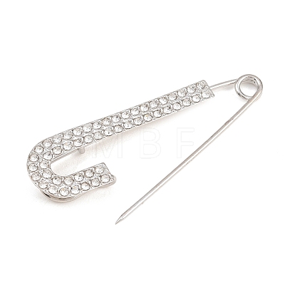 Crystal Rhinestone Safety Pin Brooches JEWB-A040-01C-P-1