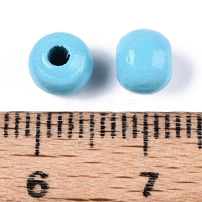 Spray Painted Round Natural Schima Wood Beads WOOD-A018-6mm-09-1