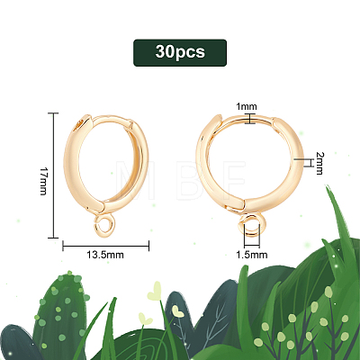   30Pcs Brass Huggie Hoop Earring Findings KK-PH0005-26-1