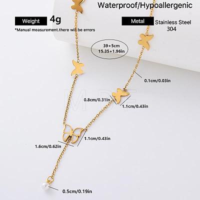 304 Stainless Steel Pendant Necklaces with White Imitation Pearl BE8835-5-1