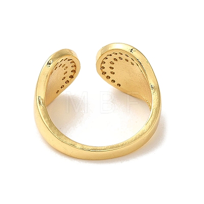 Rack Plating Brass Micro Pave Clear Cubic Zirconia Cuff Rings for Women RJEW-G325-13F-GP-1