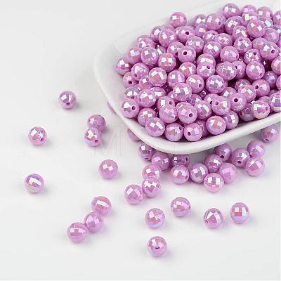 Faceted Colorful Eco-Friendly Poly Styrene Acrylic Round Beads SACR-K001-6mm-49-1