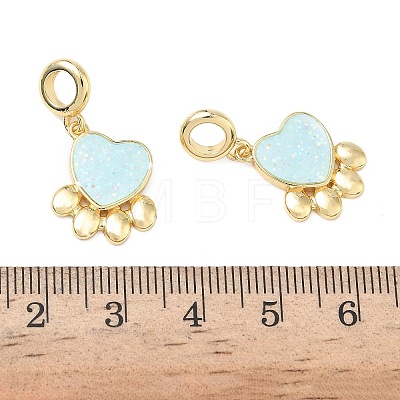 Brass Enamel Paw Print European Dangle Charms KK-L256-08G-1