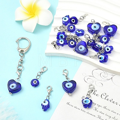 20Pcs 4 Styles Handmade Evil Eye Lampwork Pendant Decorations HJEW-YW00316-1