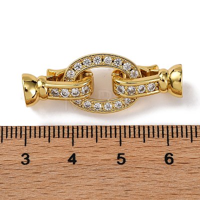 Rack Plating Brass Micro Pave Clear Cubic Zirconia Flod Over Clasps KK-B103-04G-1