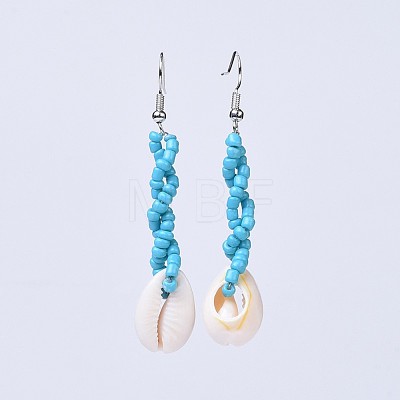 Baking Paint Glass Seed Beads Dangle Earrings EJEW-JE03047-04-1
