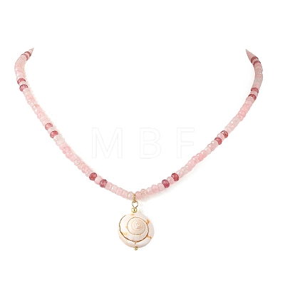 Summer Beach Natural Shiva Eye Shell Pendant Necklaces NJEW-JN06585-1